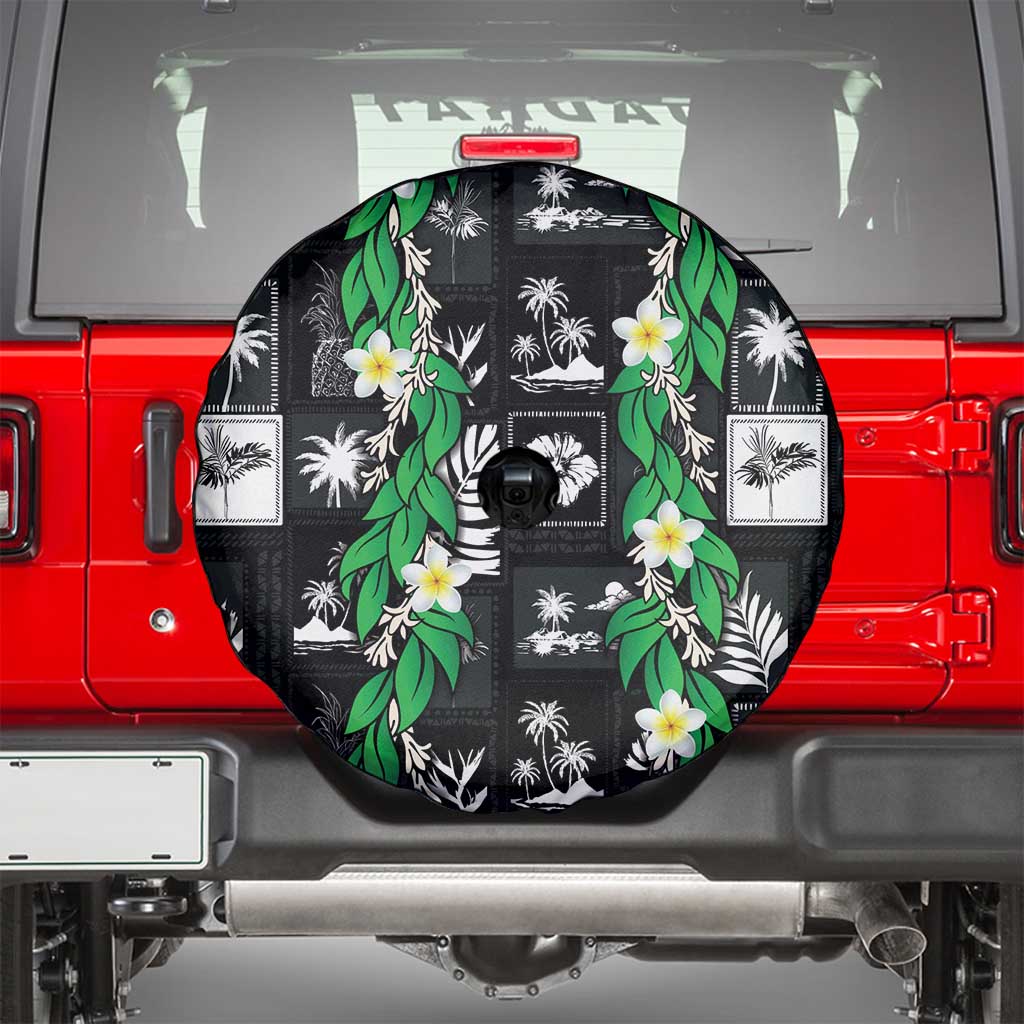 Aloha Hawaii Tuberose Lei Spare Tire Cover Tropical Vibes Black Color LT14 - Polynesian Pride