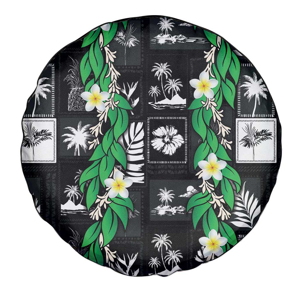Aloha Hawaii Tuberose Lei Spare Tire Cover Tropical Vibes Black Color LT14 - Polynesian Pride