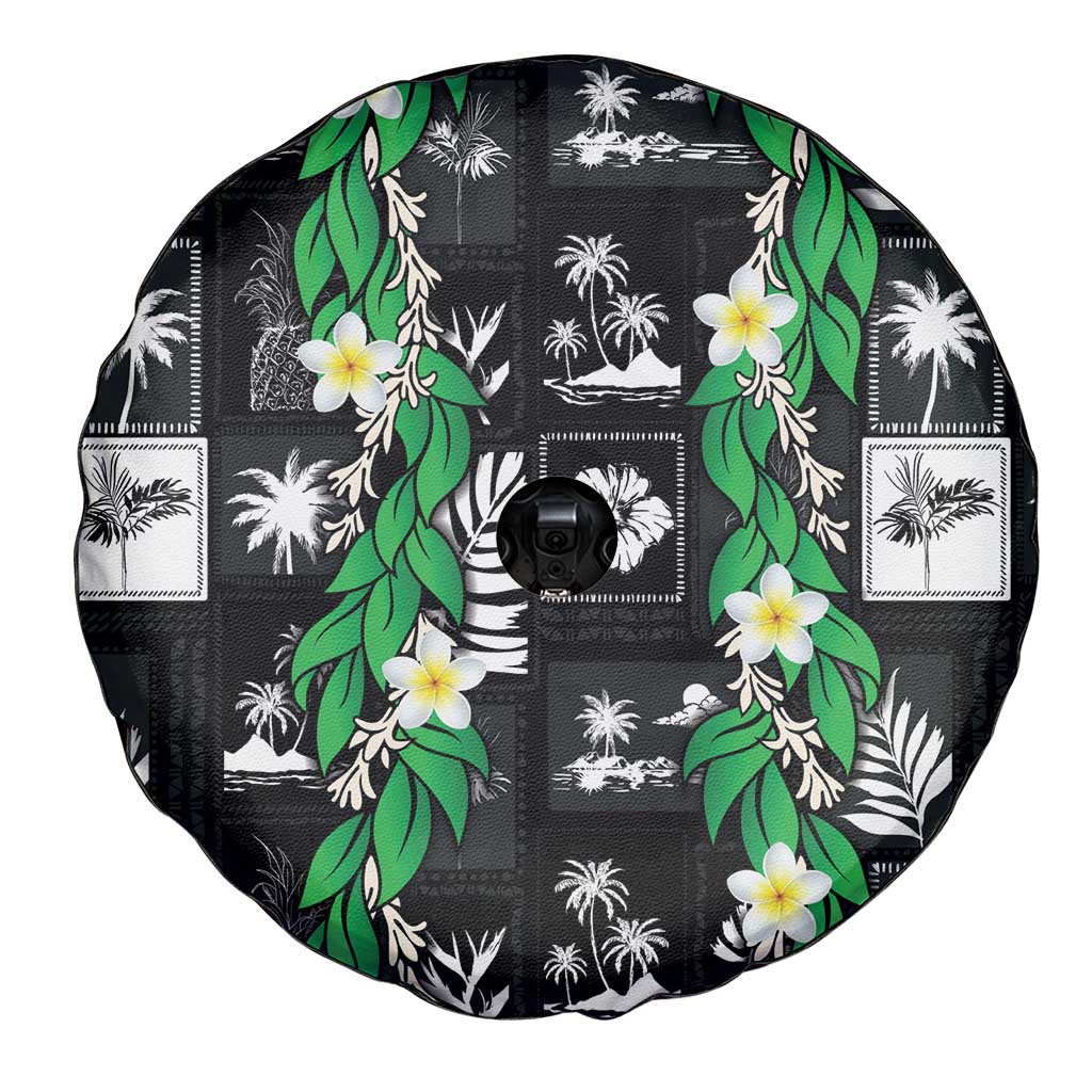 Aloha Hawaii Tuberose Lei Spare Tire Cover Tropical Vibes Black Color LT14 - Polynesian Pride