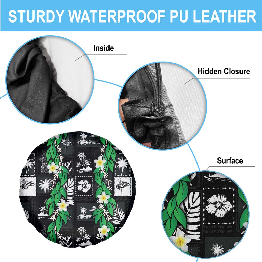 Aloha Hawaii Tuberose Lei Spare Tire Cover Tropical Vibes Black Color LT14 - Polynesian Pride
