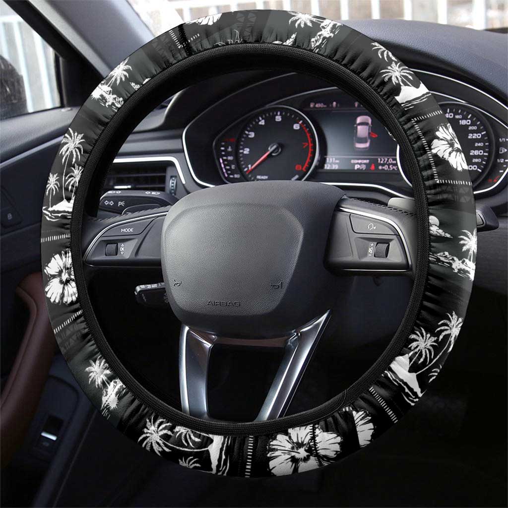 Aloha Hawaii Tuberose Lei Steering Wheel Cover Tropical Vibes Black Color - Polynesian Pride