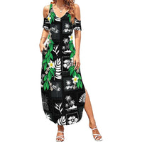 Aloha Hawaii Tuberose Lei Summer Maxi Dress Tropical Vibes Black Color - Polynesian Pride