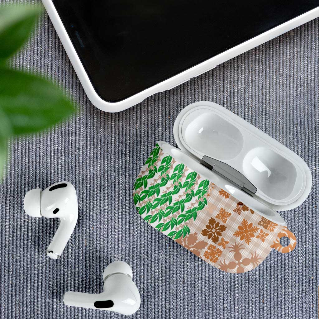 Aloha Hawaii Palaka Tuberose Lei AirPods Case Hawaiian Quilt Seamless Style - Polynesian Pride