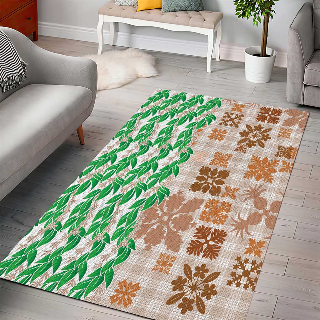 Aloha Hawaii Palaka Tuberose Lei Area Rug Hawaiian Quilt Seamless Style LT14 - Polynesian Pride