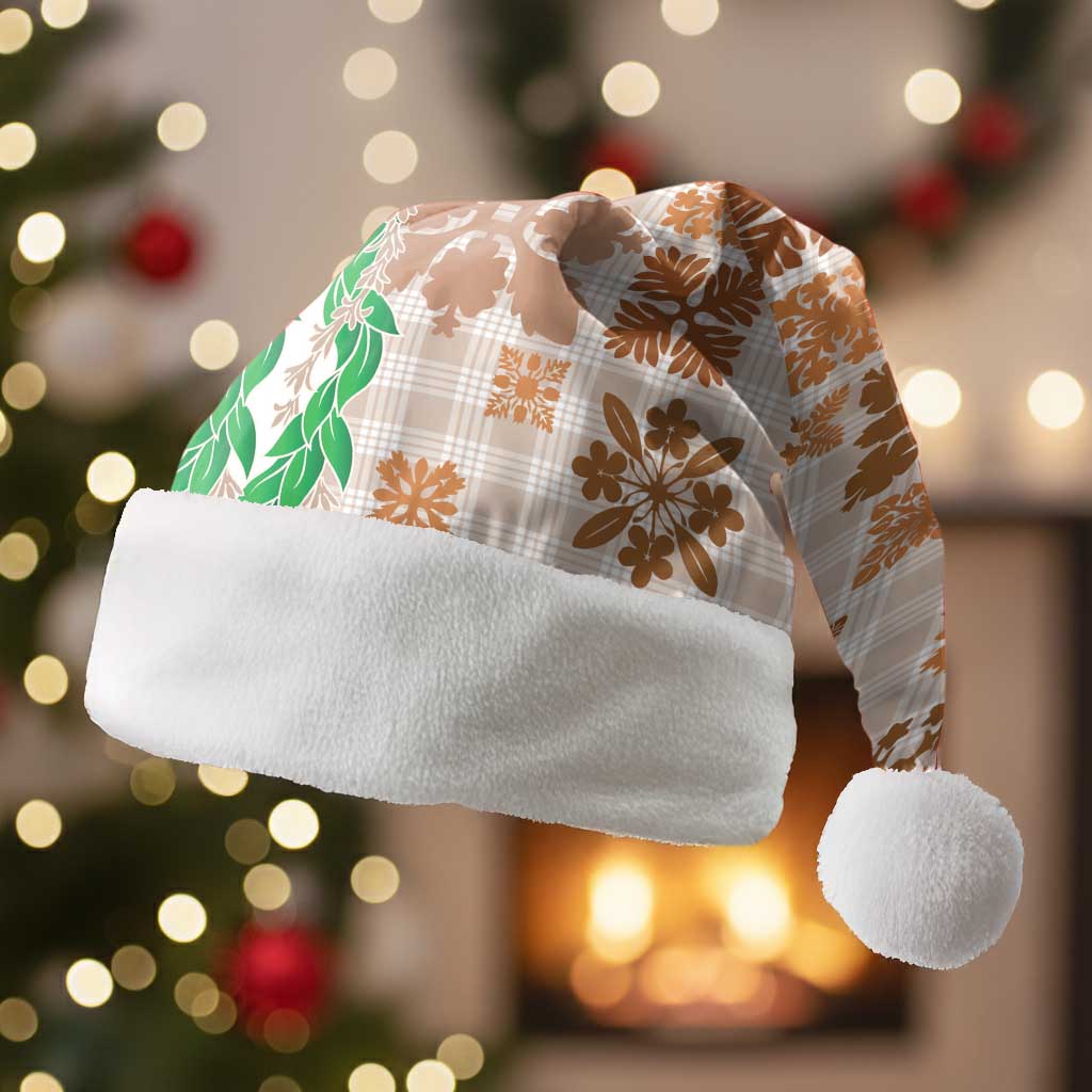 Aloha Hawaii Palaka Tuberose Lei Christmas Santa Hat Hawaiian Quilt Seamless Style - Polynesian Pride
