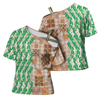 Aloha Hawaii Palaka Tuberose Lei Cross Shoulder Shirt Hawaiian Quilt Seamless Style - Polynesian Pride