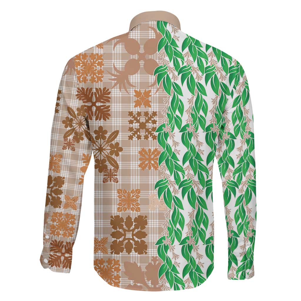 Aloha Hawaii Palaka Tuberose Lei Family Matching Long Sleeve Bodycon Dress and Hawaiian Shirt Hawaiian Quilt Seamless Style LT14 - Polynesian Pride