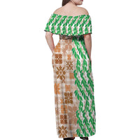 Aloha Hawaii Palaka Tuberose Lei Family Matching Off Shoulder Maxi Dress and Hawaiian Shirt Hawaiian Quilt Seamless Style LT14 - Polynesian Pride