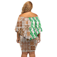 Aloha Hawaii Palaka Tuberose Lei Family Matching Off Shoulder Short Dress and Hawaiian Shirt Hawaiian Quilt Seamless Style LT14 - Polynesian Pride