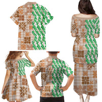 Aloha Hawaii Palaka Tuberose Lei Family Matching Puletasi and Hawaiian Shirt Hawaiian Quilt Seamless Style LT14 - Polynesian Pride