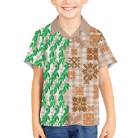 Aloha Hawaii Palaka Tuberose Lei Family Matching Summer Maxi Dress and Hawaiian Shirt Hawaiian Quilt Seamless Style LT14 - Polynesian Pride