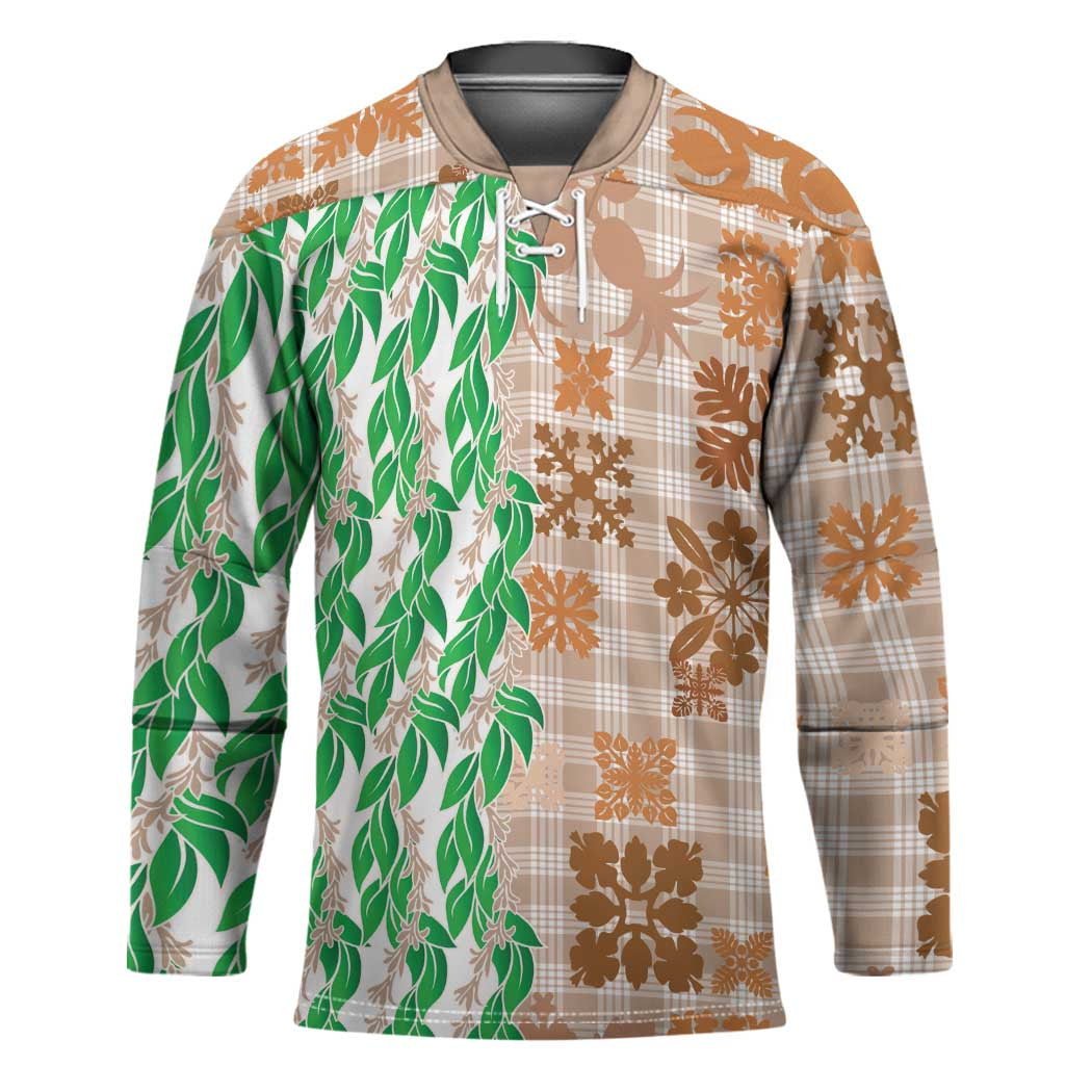 Aloha Hawaii Palaka Tuberose Lei Hockey Jersey Hawaiian Quilt Seamless Style - Polynesian Pride