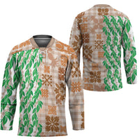 Aloha Hawaii Palaka Tuberose Lei Hockey Jersey Hawaiian Quilt Seamless Style - Polynesian Pride