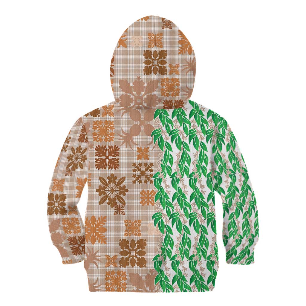 Aloha Hawaii Palaka Tuberose Lei Kid Hoodie Hawaiian Quilt Seamless Style - Polynesian Pride
