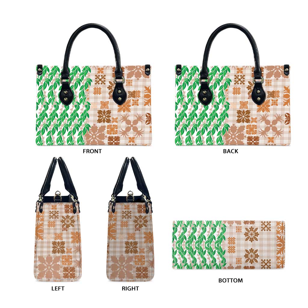 Aloha Hawaii Palaka Tuberose Lei Leather Bag Hawaiian Quilt Seamless Style - Polynesian Pride