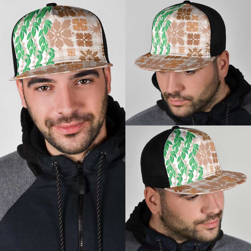 Aloha Hawaii Palaka Tuberose Lei Mesh Trucker Cap Hawaiian Quilt Seamless Style LT14 - Polynesian Pride