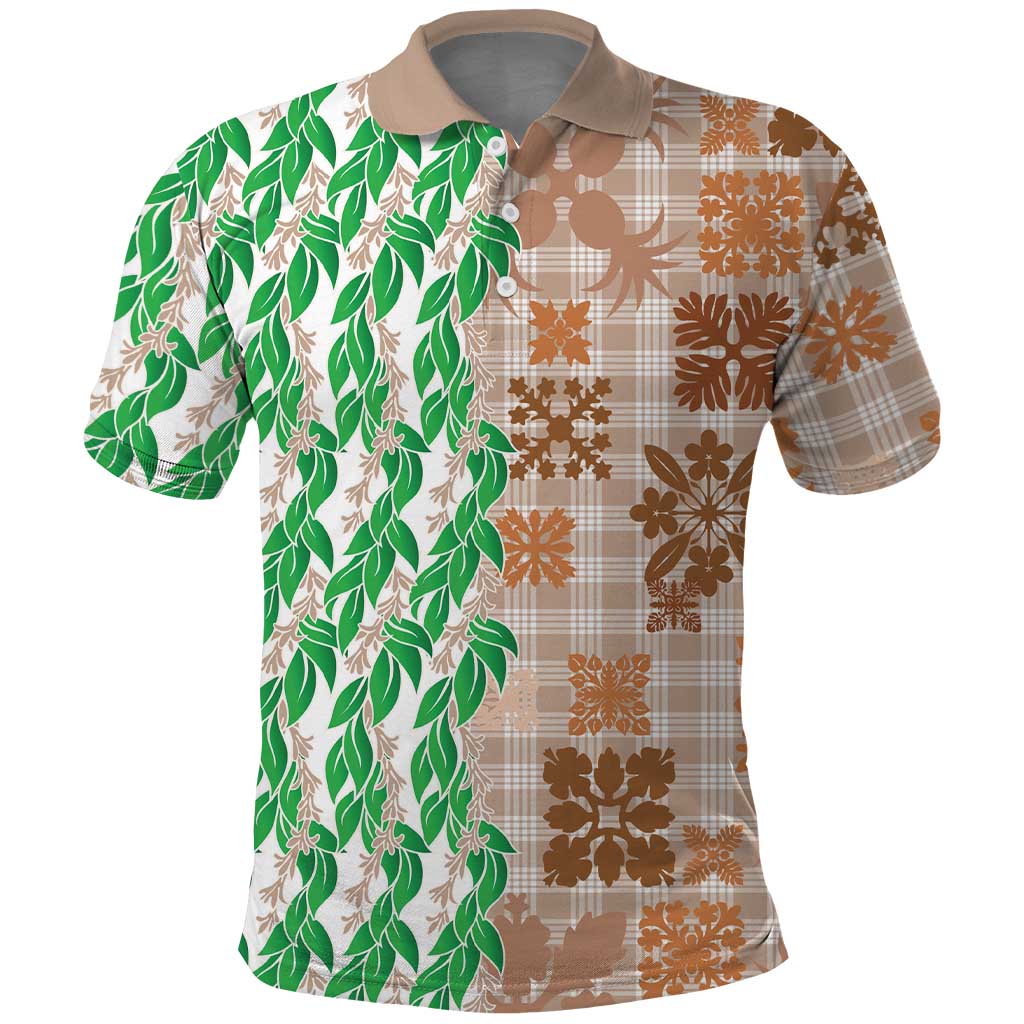 Aloha Hawaii Palaka Tuberose Lei Polo Shirt Hawaiian Quilt Seamless Style - Polynesian Pride