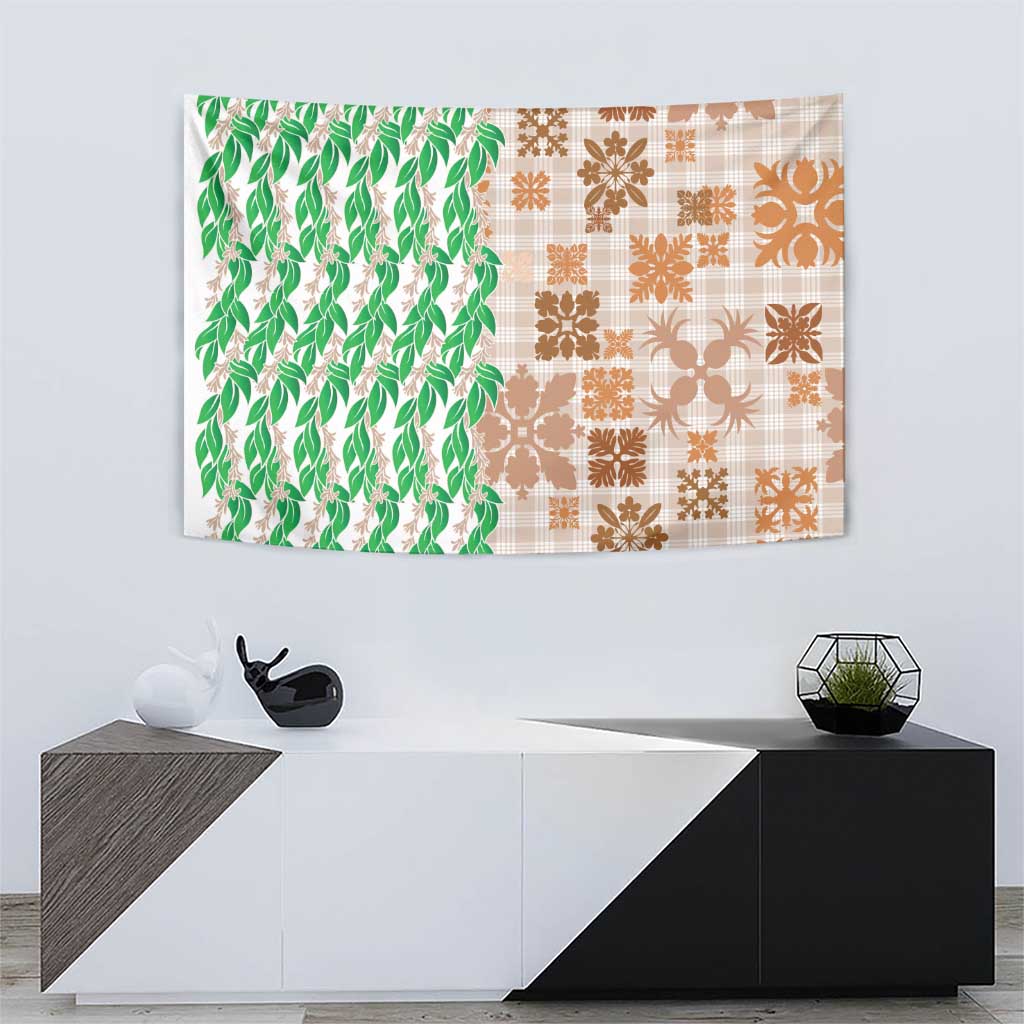 Aloha Hawaii Palaka Tuberose Lei Tapestry Hawaiian Quilt Seamless Style - Polynesian Pride