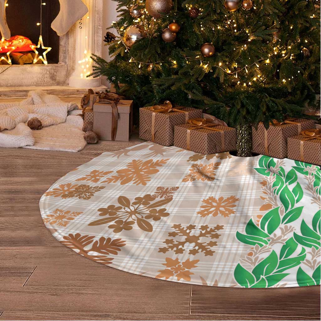 Aloha Hawaii Palaka Tuberose Lei Tree Skirt Hawaiian Quilt Seamless Style - Polynesian Pride