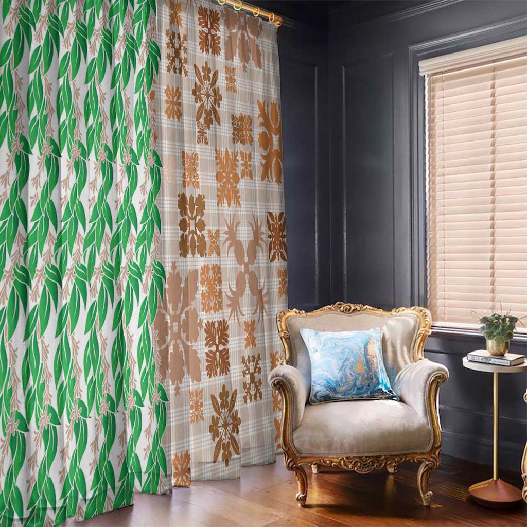 Aloha Hawaii Palaka Tuberose Lei Window Curtain Hawaiian Quilt Seamless Style - Polynesian Pride