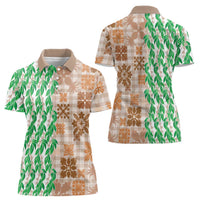 Aloha Hawaii Palaka Tuberose Lei Women Polo Shirt Hawaiian Quilt Seamless Style - Polynesian Pride