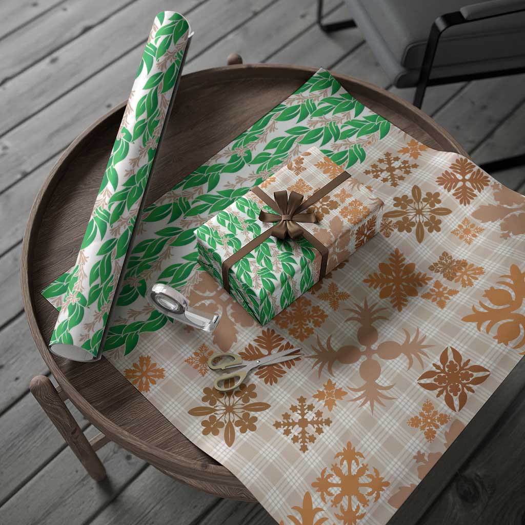 Aloha Hawaii Palaka Tuberose Lei Wrapping Paper Hawaiian Quilt Seamless Style - Polynesian Pride