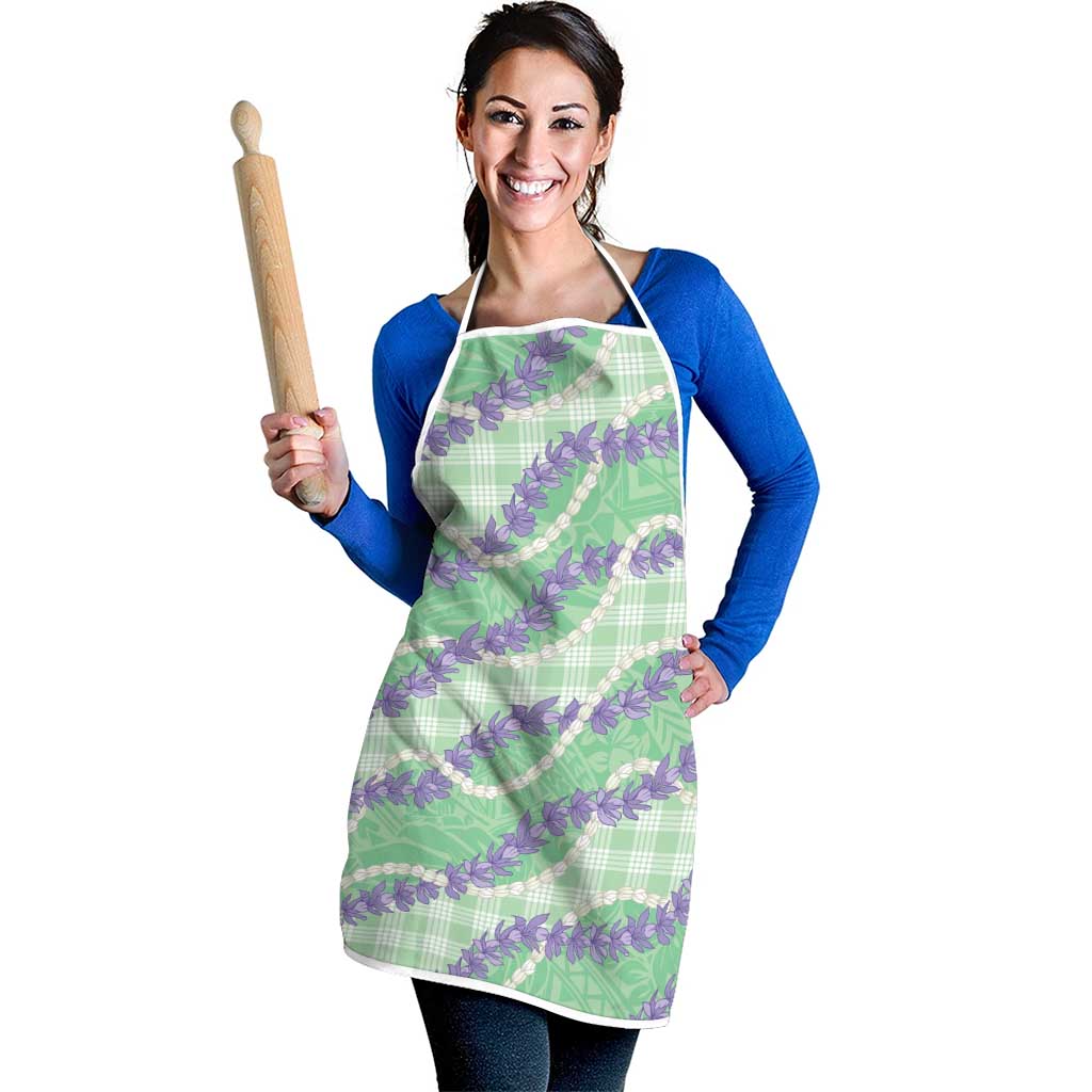 Pastel Green Hawaii Palaka Honohono Pikake Apron Hawaiian Orchid Lei Polynesian Pattern LT14 - Polynesian Pride