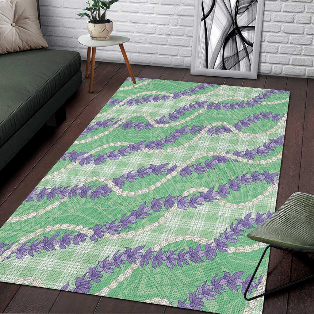 Pastel Green Hawaii Palaka Honohono Pikake Area Rug Hawaiian Orchid Lei Polynesian Pattern LT14 Pastel Green - Polynesian Pride