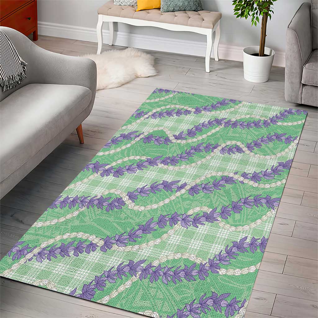 Pastel Green Hawaii Palaka Honohono Pikake Area Rug Hawaiian Orchid Lei Polynesian Pattern LT14 - Polynesian Pride