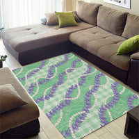 Pastel Green Hawaii Palaka Honohono Pikake Area Rug Hawaiian Orchid Lei Polynesian Pattern LT14 - Polynesian Pride