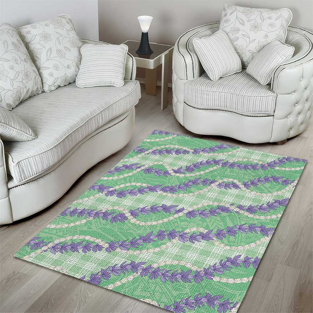 Pastel Green Hawaii Palaka Honohono Pikake Area Rug Hawaiian Orchid Lei Polynesian Pattern LT14 - Polynesian Pride