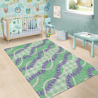 Pastel Green Hawaii Palaka Honohono Pikake Area Rug Hawaiian Orchid Lei Polynesian Pattern LT14 - Polynesian Pride