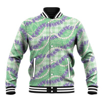 Pastel Green Hawaii Palaka Honohono Pikake Baseball Jacket Hawaiian Orchid Lei Polynesian Pattern LT14 Unisex Pastel Green - Polynesian Pride