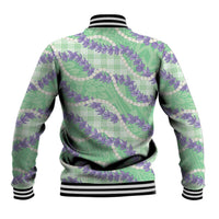 Pastel Green Hawaii Palaka Honohono Pikake Baseball Jacket Hawaiian Orchid Lei Polynesian Pattern LT14 - Polynesian Pride