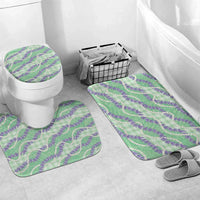 Pastel Green Hawaii Palaka Honohono Pikake Bathroom Set Hawaiian Orchid Lei Polynesian Pattern - Polynesian Pride