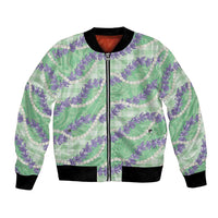 Pastel Green Hawaii Palaka Honohono Pikake Bomber Jacket Hawaiian Orchid Lei Polynesian Pattern LT14 Unisex Pastel Green - Polynesian Pride