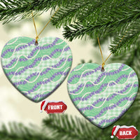 Pastel Green Hawaii Palaka Honohono Pikake Ceramic Ornament Hawaiian Orchid Lei Polynesian Pattern - Polynesian Pride