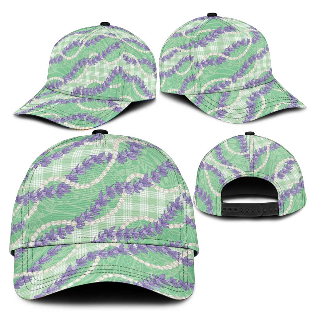 Pastel Green Hawaii Palaka Honohono Pikake Classic Cap Hawaiian Orchid Lei Polynesian Pattern - Polynesian Pride