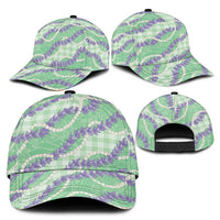 Pastel Green Hawaii Palaka Honohono Pikake Classic Cap Hawaiian Orchid Lei Polynesian Pattern - Polynesian Pride