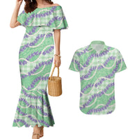 Pastel Green Hawaii Palaka Honohono Pikake Couples Matching Mermaid Dress and Hawaiian Shirt Hawaiian Orchid Lei Polynesian Pattern LT14 Pastel Green - Polynesian Pride
