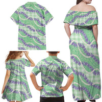 Pastel Green Hawaii Palaka Honohono Pikake Family Matching Off Shoulder Maxi Dress and Hawaiian Shirt Hawaiian Orchid Lei Polynesian Pattern LT14 - Polynesian Pride