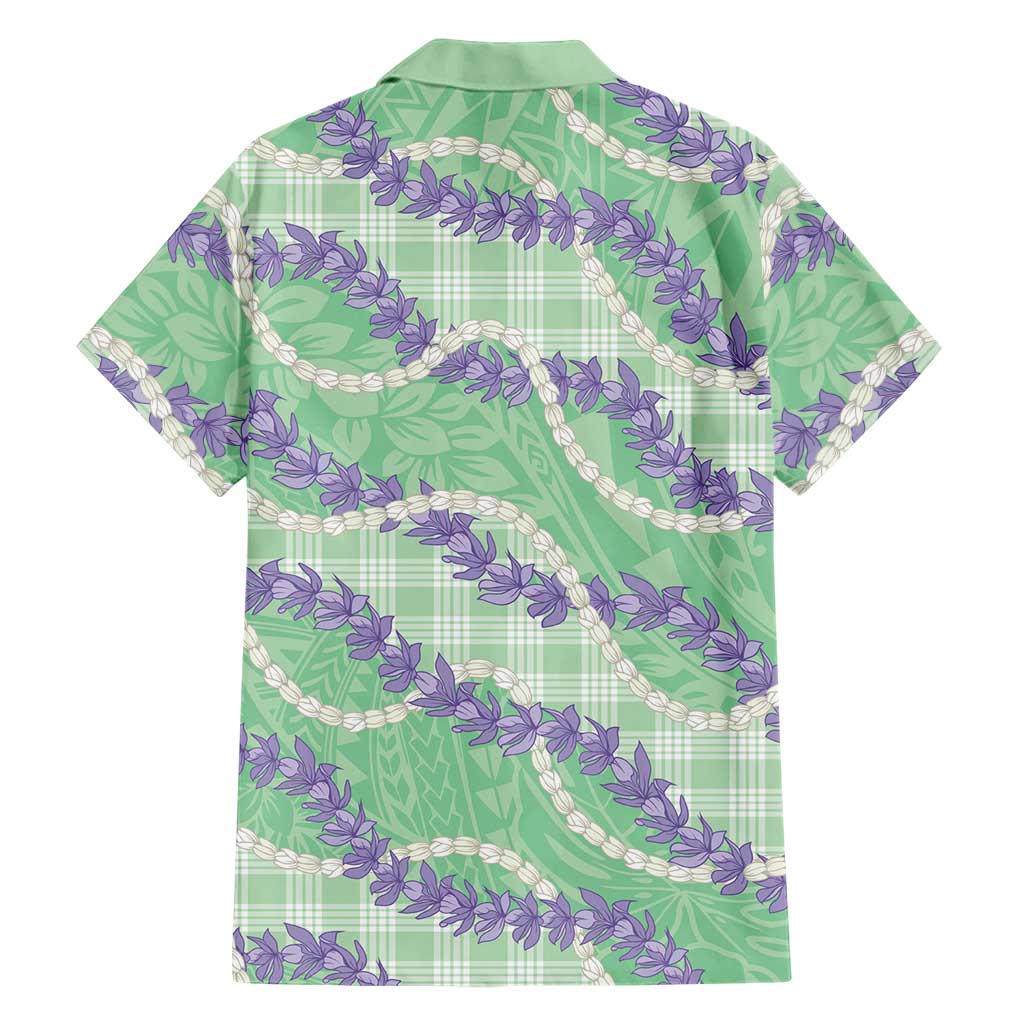 Pastel Green Hawaii Palaka Honohono Pikake Family Matching Puletasi and Hawaiian Shirt Hawaiian Orchid Lei Polynesian Pattern LT14 - Polynesian Pride