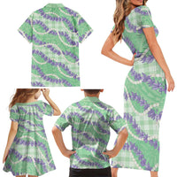 Pastel Green Hawaii Palaka Honohono Pikake Family Matching Short Sleeve Bodycon Dress and Hawaiian Shirt Hawaiian Orchid Lei Polynesian Pattern LT14 - Polynesian Pride