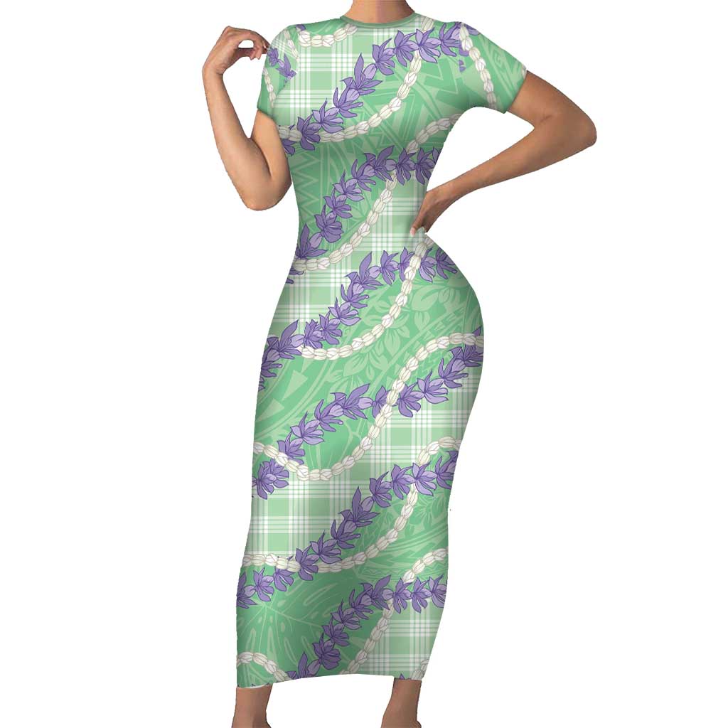 Pastel Green Hawaii Palaka Honohono Pikake Family Matching Short Sleeve Bodycon Dress and Hawaiian Shirt Hawaiian Orchid Lei Polynesian Pattern LT14 Pastel Green - Polynesian Pride
