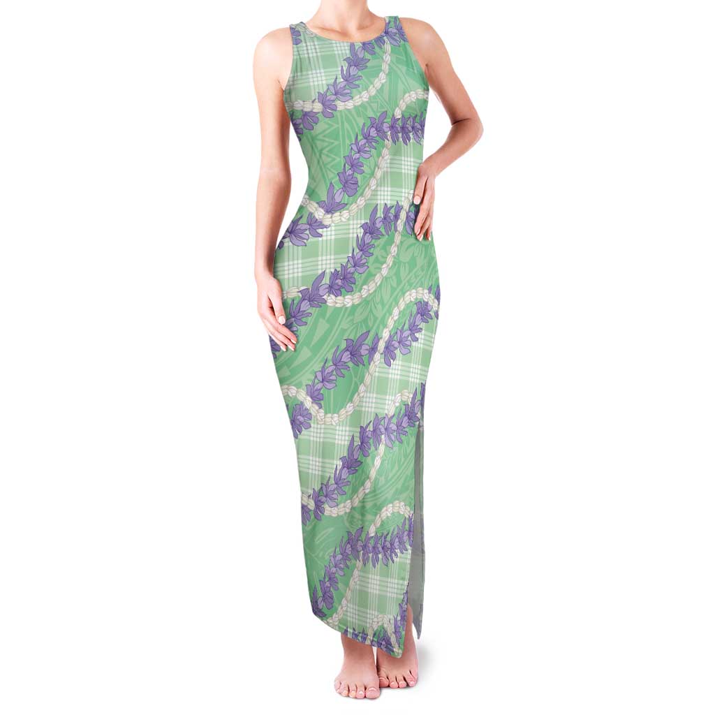 Pastel Green Hawaii Palaka Honohono Pikake Family Matching Tank Maxi Dress and Hawaiian Shirt Hawaiian Orchid Lei Polynesian Pattern LT14 Pastel Green - Polynesian Pride