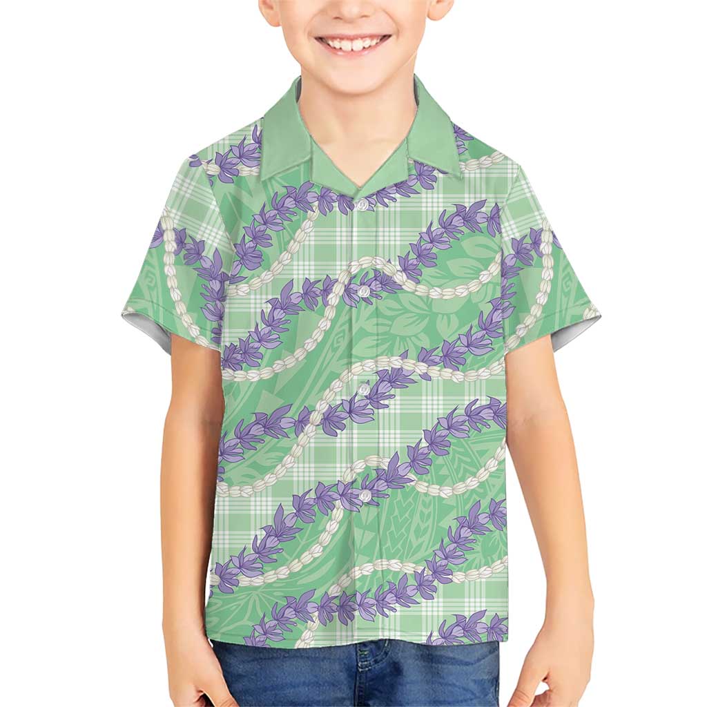 Pastel Green Hawaii Palaka Honohono Pikake Family Matching Tank Maxi Dress and Hawaiian Shirt Hawaiian Orchid Lei Polynesian Pattern LT14 - Polynesian Pride