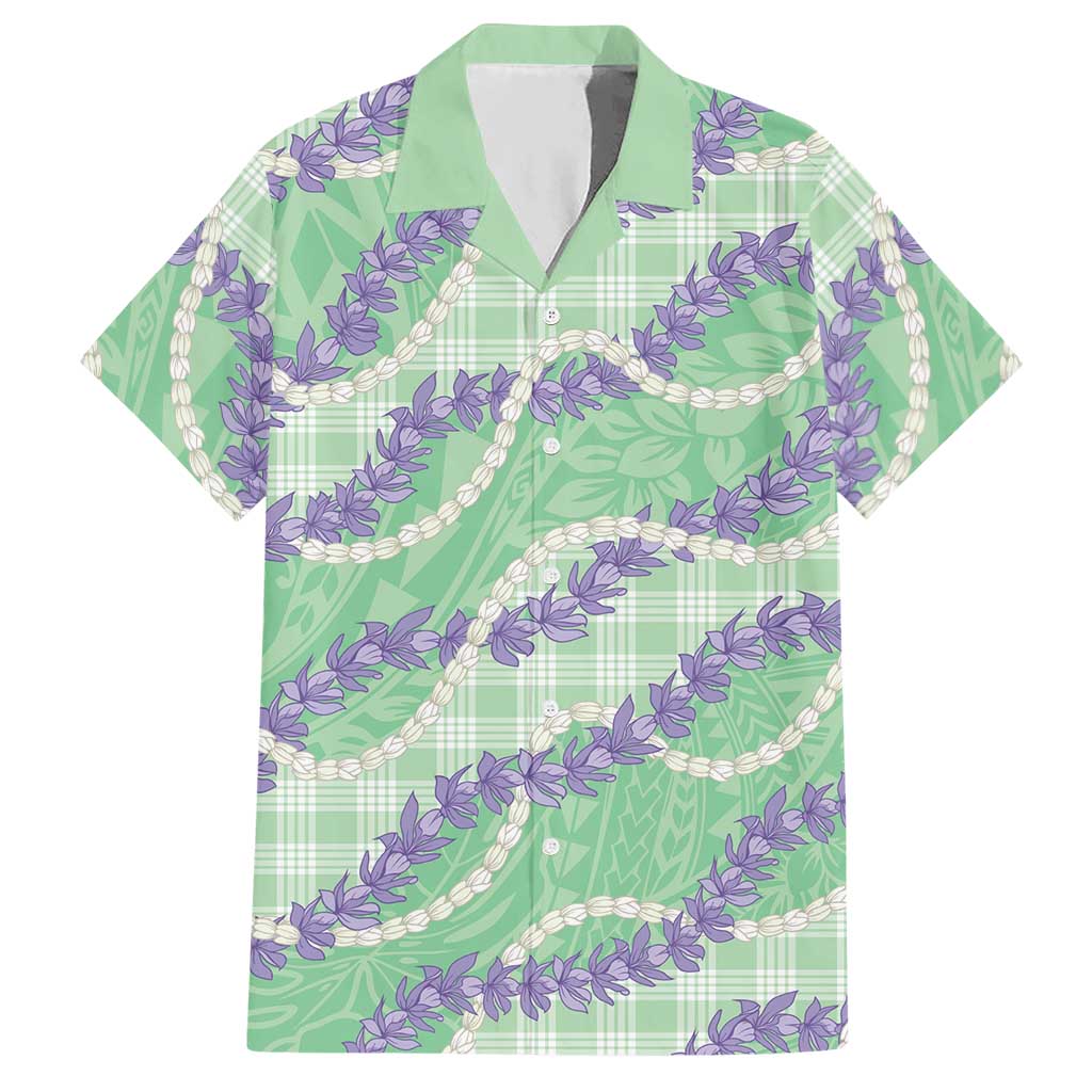Pastel Green Hawaii Palaka Honohono Pikake Hawaiian Shirt Hawaiian Orchid Lei Polynesian Pattern - Polynesian Pride