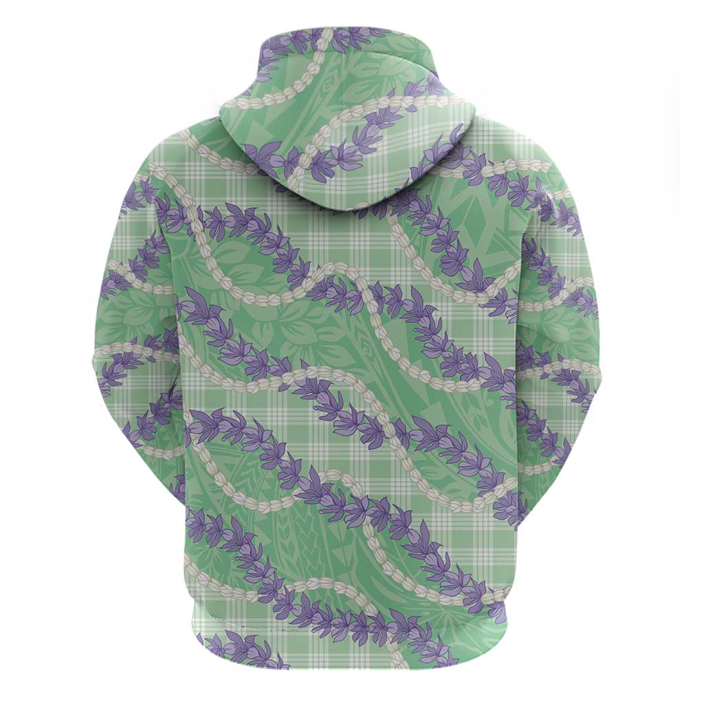Pastel Green Hawaii Palaka Honohono Pikake Hoodie Hawaiian Orchid Lei Polynesian Pattern - Polynesian Pride