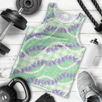 Pastel Green Hawaii Palaka Honohono Pikake Men Tank Top Hawaiian Orchid Lei Polynesian Pattern - Polynesian Pride