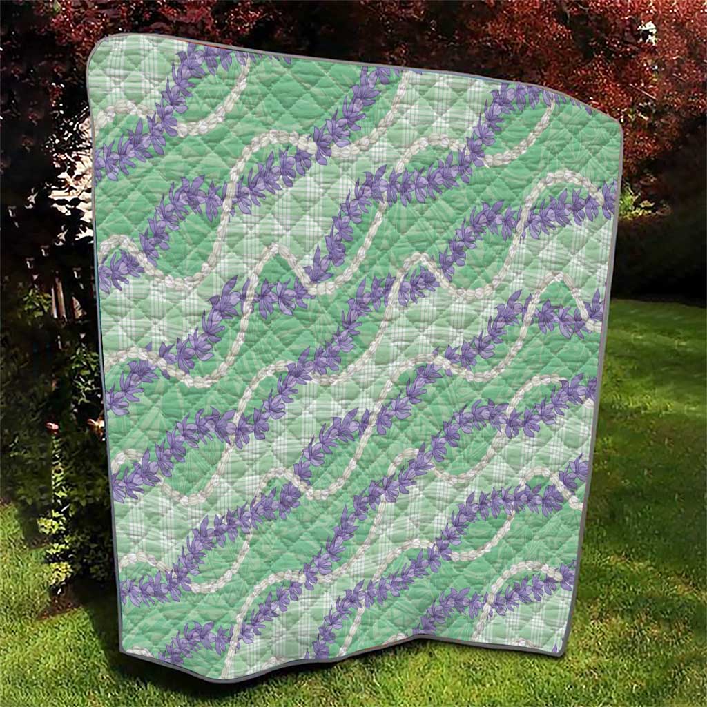 Pastel Green Hawaii Palaka Honohono Pikake Quilt Hawaiian Orchid Lei Polynesian Pattern - Polynesian Pride